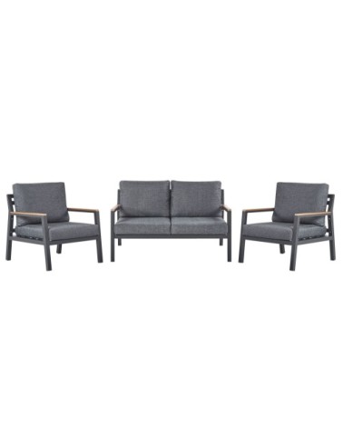 Salon de jardin 4 places en aluminium gris foncé