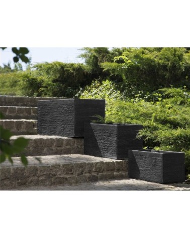 Cache-pot d'extérieur en céramique noir H24