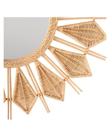 Miroir rond en rotin naturel ? 100 cm