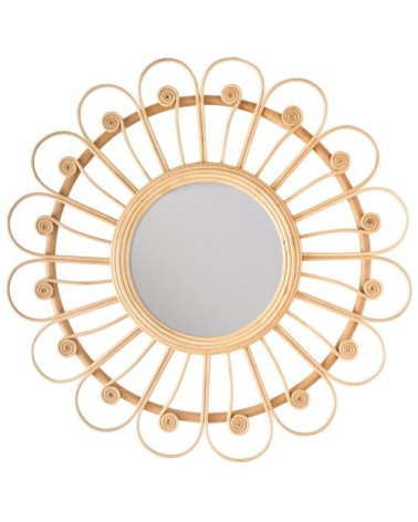 Miroir rond en rotin naturel ? 87 cm