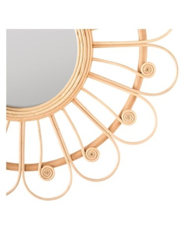 Miroir rond en rotin naturel ? 87 cm