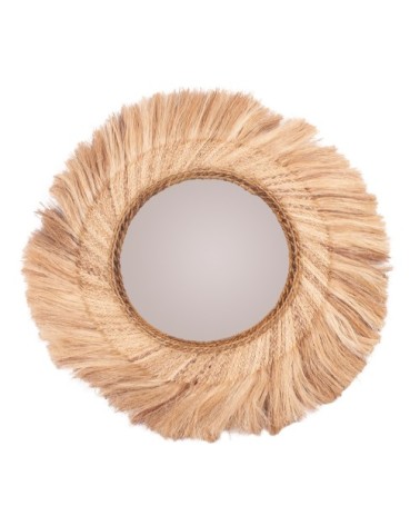 Miroir rond ? 91 cm en matière naturelle