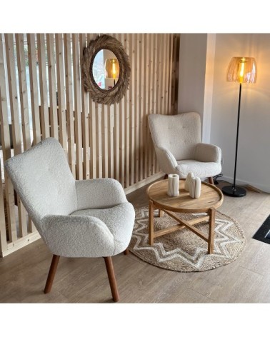 Miroir rond ? 91 cm en matière naturelle