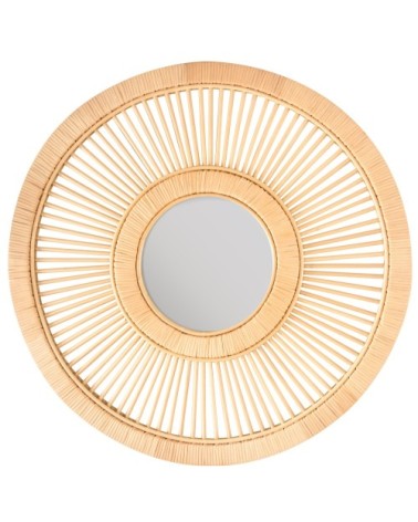 Miroir rond en rotin naturel ? 71,5 cm
