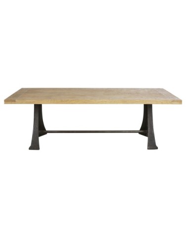 Table à manger en bois de manguier massif et métal gris anthracite 10 personnes L240