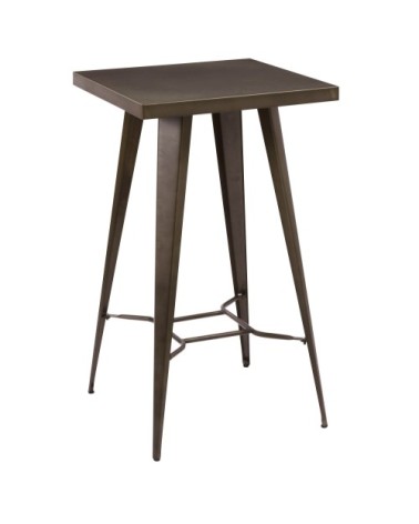 Table de bar carrée 2 personnes en métal gris métallisé 60 cm