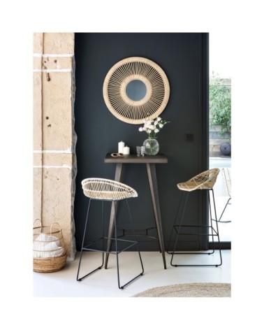 Table de bar carrée 2 personnes en métal gris métallisé 60 cm