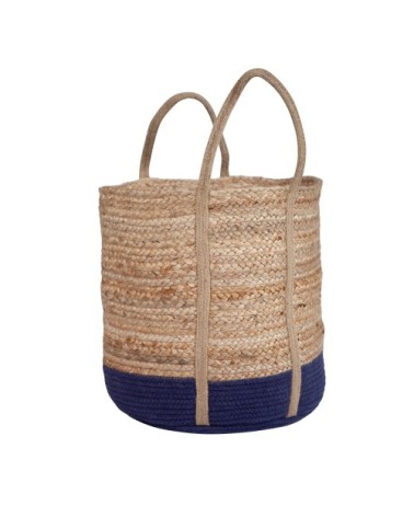 Panier en jute naturelle et bleu