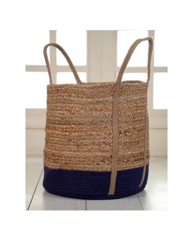 Panier en jute naturelle et bleu