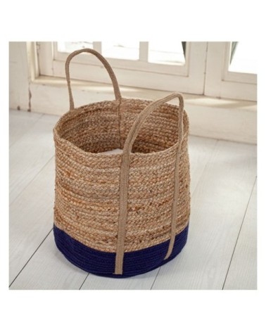 Panier en jute naturelle et bleu