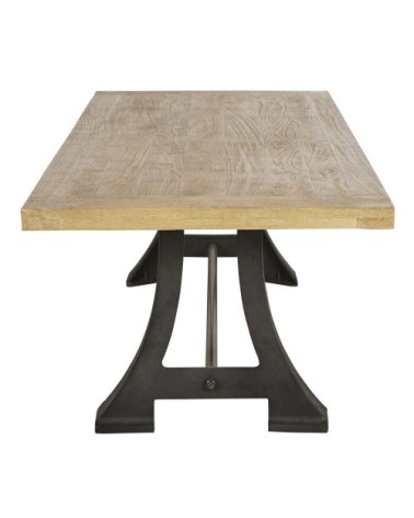 Table à manger en bois de manguier massif et métal gris anthracite 10 personnes L240