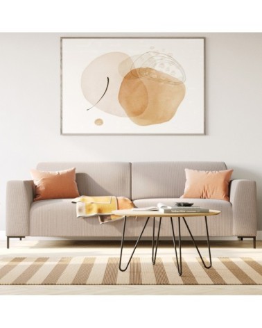 Table basse ronde bois clair et pieds métal D80 cm