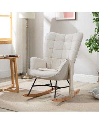 Chaise à bascule scandinave en tissu polyester beige