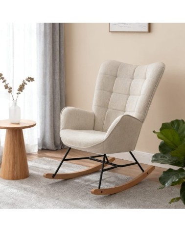 Chaise à bascule scandinave en tissu polyester beige