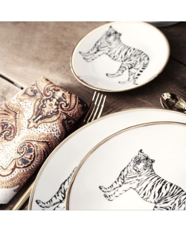 assiette à dessert porcelaine de limoges tigre 21,5 cm