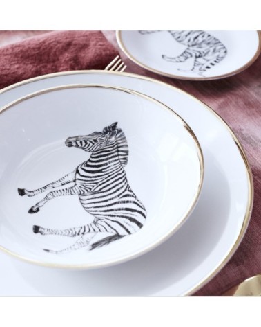 Assiette creuse Porcelaine de Limoges Zèbre 19 cm