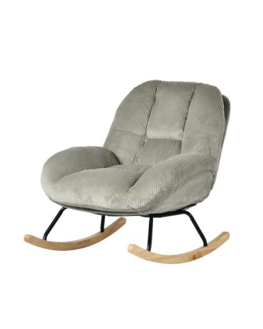 Chaise à bascule scandinave avec revêtement côtelé gris