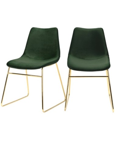 Chaise en velours vert foncé (lot de 2)