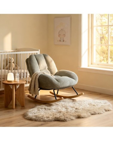 Chaise à bascule scandinave avec revêtement côtelé gris