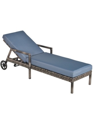 Bain de soleil inclinable matelas grand confort résine gris