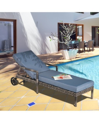 Bain de soleil inclinable matelas grand confort résine gris