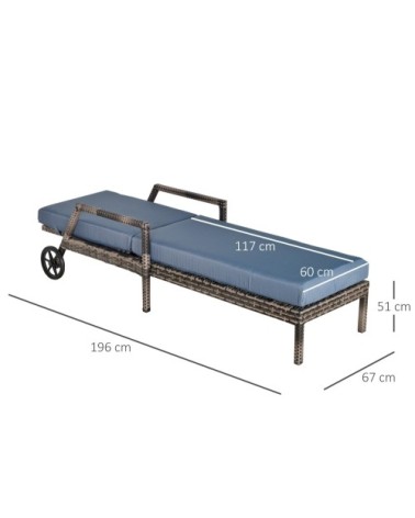 Bain de soleil inclinable matelas grand confort résine gris