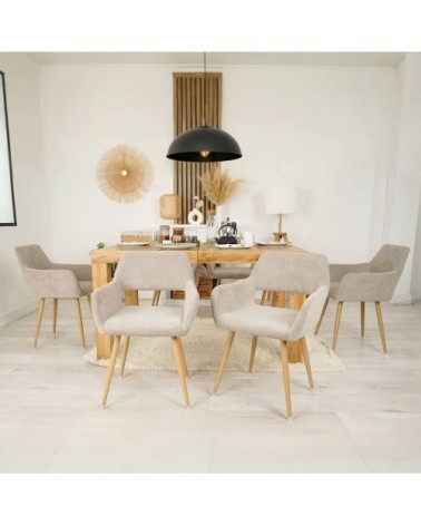 Lot de 6 chaises style scandinave avec revêtement beige