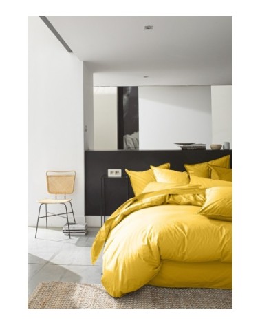 Housse de couette percale de coton jaune 240x260 cm