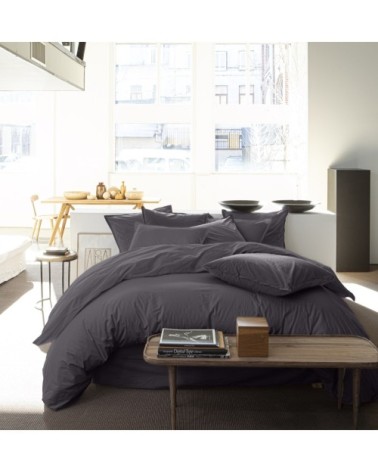 Housse de couette percale de coton gris 240x260 cm