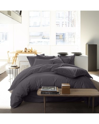 Housse de couette percale de coton gris 240x260 cm