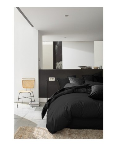Housse de couette percale de coton noir 240x260 cm