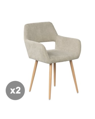 Lot de 2 chaises style scandinave avec revêtement beige
