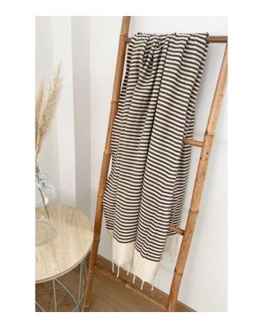 Fouta traditionnelle  yadara taupe 100 x 200