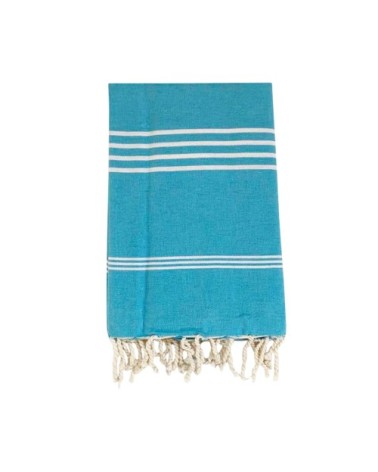 Fouta traditionnelle bleue azur kolora  100 x 200