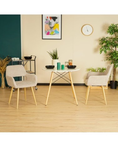Lot de 2 chaises style scandinave avec revêtement beige
