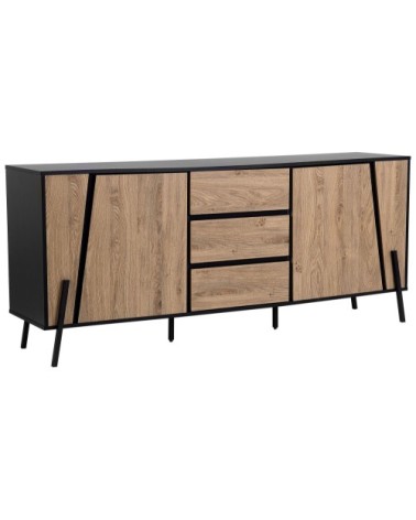 Commode en bois clair et noir