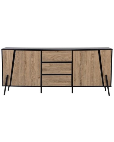 Commode en bois clair et noir