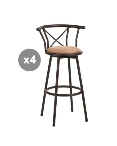 Lot de 4 tabourets de bar pivotant avec hauteur d'assise 75 cm marron