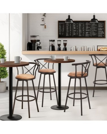 Lot de 4 tabourets de bar pivotant avec hauteur d'assise 75 cm marron