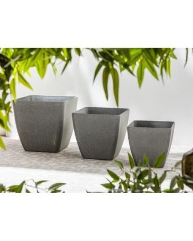 Cache-pot d'extérieur en pierre gris H34