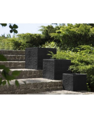 Cache-pot d'extérieur en céramique noir H28
