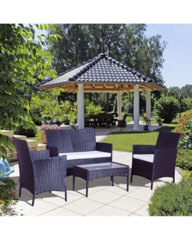 Salon de jardin 4 places en résine tressée