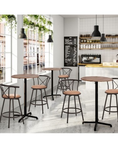 Lot de 6 tabourets de bar pivotant avec hauteur d'assise 63 cm marron