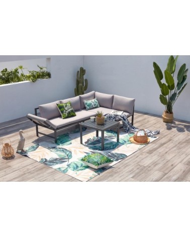 Salon de jardin bas 4 places gris clair