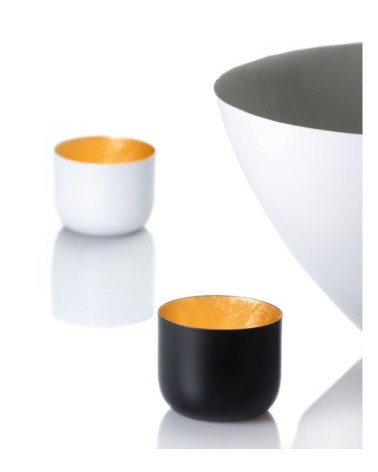 Photophore en aluminium blanc/or 7.5 cm - Lot de 6