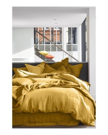 Housse de couette lin lave jaune 220x240 cm
