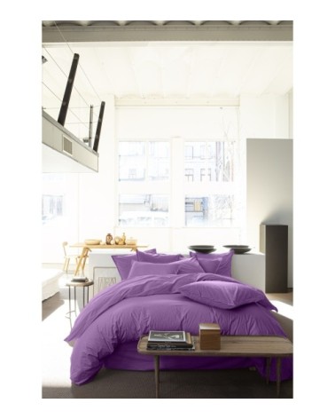 Housse de couette percale de coton violet 240x260 cm