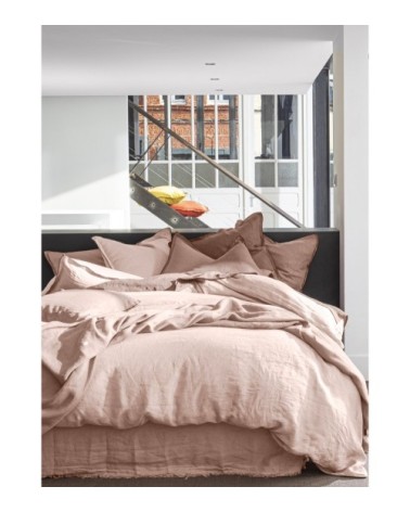 Housse de couette lin lave rose 240x260 cm