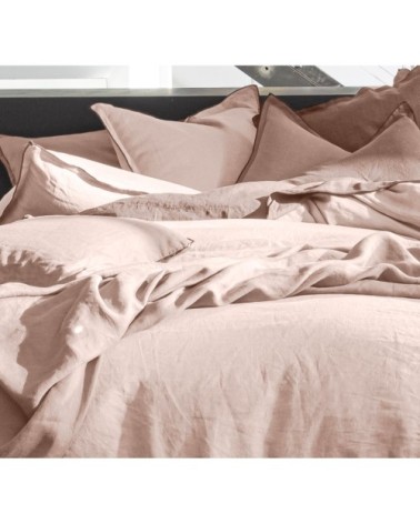 Housse de couette lin lave rose 240x260 cm