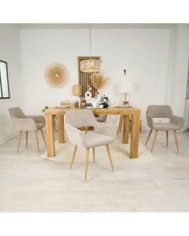 Lot de 4 chaises style scandinave avec revêtement beige